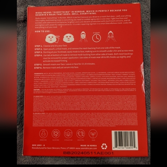 5 Soon Korean Skin Care - MODU REGENERATING FACE MASK - Picture 8 of 11
